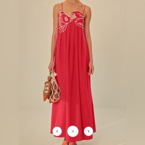 Commense embroidered fish maxi dress, NWT